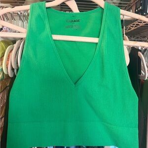 Garage Vibrant Green Ribbed Crop Top